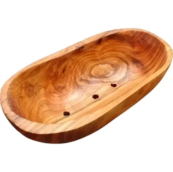 Mýdlenka Olivenholz-erleben Mýdlenka z olivového dřeva ručně tvarovaná Hluboký Ovál 13 cm