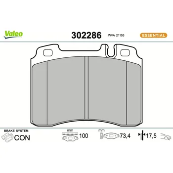 Brzdová destička Sada brzdových destiček, kotoučová brzda VALEO 302286