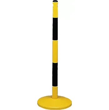 Plotový sloupek Černo-žlutý kovový sloupek s otvory - průměr 5 cm, výška 90 cm