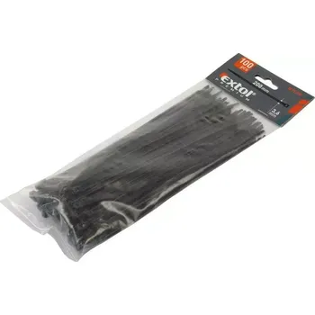 Stahovací páska Černá plastová stahovací páska - 10 x 0,25 cm - 100 ks