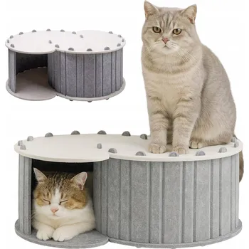 Pelíšek pro kočku BUDA PRO KOČKY PELÍŠEK VELKÝ 2-PATROVÝ DOMEČEK ODOLNÝ PRO 2 KOČKY SIEMIEC