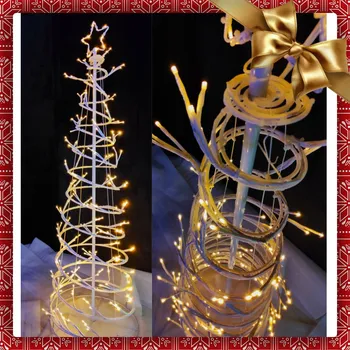 Vánoční dekorace Spirálový vánoční stromek s LED hvězdou 66 x 66 x 182 cm bílá