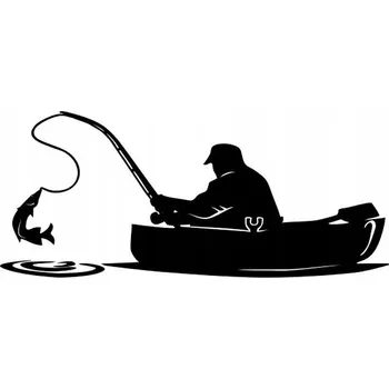 Samolepicí dekorace na vozidlo Samolepková nálepka rybář V lodičce černá barva