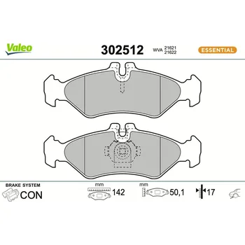 Brzdová destička Sada brzdových destiček, kotoučová brzda VALEO 302512