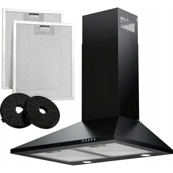 Digestoř DIGESTOŘ 60 cm Kuchyňský ODSAVAČ PAR LED nástěnný Černý 316 m3/h