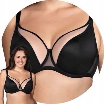 Podprsenka Vivisence 1079 černá hladká podprsenka s tyl prvky, nevyztužená 75G SOFT