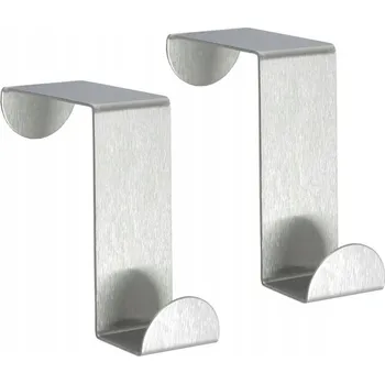 Věšák VĚŠÁK HÁČEK NA DVEŘE BEZ VRTÁNÍ NEREZOVÁ OCEL 2 KS PRO DVEŘE MAX. 4 CM