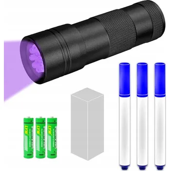 3x UV popisovač s UV baterkou, průhledný neviditelný permanentní s UV lampou