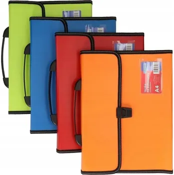 Pořadač na dokumenty A4 se zapínáním na patentku, s přihrádkami a uchem Schemat