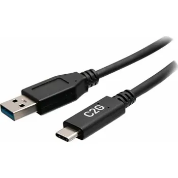 Datový kabel C2G 6in USB-C to USB-A SuperSpeed USB 5Gbps Cable M/M - USB kabel - USB typ A (M) do USB-C (M) - USB 3.2 Gen 1 - 30 V - 3 A - 15 cm - lisovaný - černá