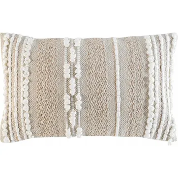 Polštář POLŠTÁŘ béžový BÍLÝ BOHO 30 x 50 cm