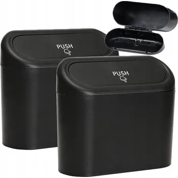 Odpadkový koš Odpadkový koš do auta malý odpadkový koš s víkem Černá nádoba 2 ks