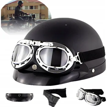 Helma na motorku MOTOCYKLOVÁ PŘILBA HARLEY PRO ELEKTROKOLO TEPLÁ RETRO PŘILBA + BRÝLE