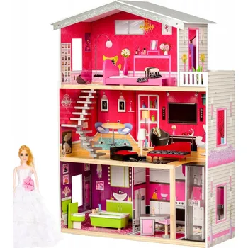 Domeček pro panenku Velký dřevěný domeček pro panenky s výtahem - Rezidence Malibu ECOTOYS