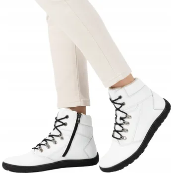 Dámská zimní obuv Dámské barefoot zimní boty kožené Astrid zateplené bílé 38