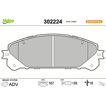 Brzdová destička Sada brzdových destiček, kotoučová brzda VALEO 302224