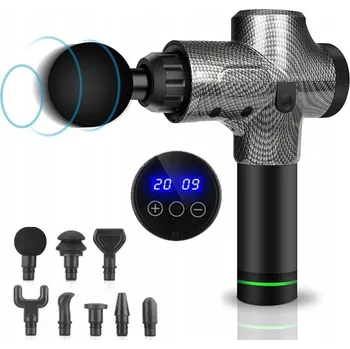 Masážní přístroj MASÁŽNÍ PISTOLE NA ZÁDA A TĚLO MASÁŽNÍ PŘÍSTROJ MASSAGE GUN SADA PRO 8 NÁSTAVCŮ