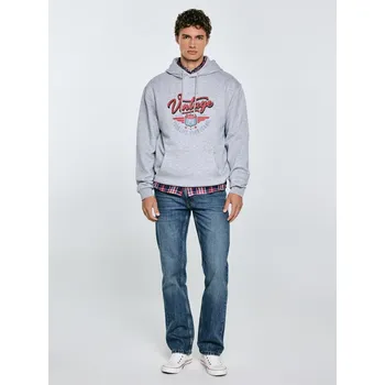 Pánská mikina BIG STAR PÁNSKÁ MIKINA S KAPUCÍ S POTISKEM ŠEDÁ LUKA 901 S