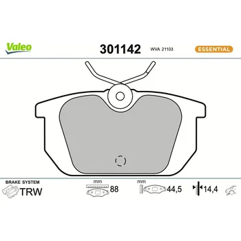 Brzdová destička Sada brzdových destiček, kotoučová brzda VALEO 301142