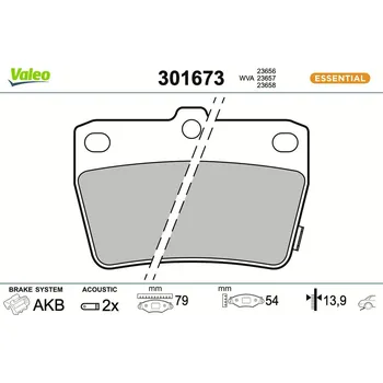 Brzdová destička Sada brzdových destiček, kotoučová brzda VALEO 301673