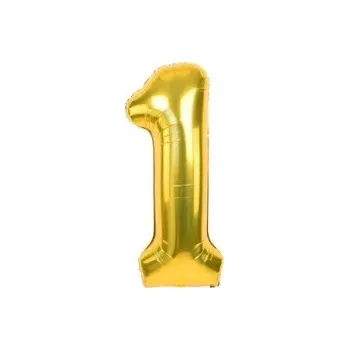 Balónek FÓLIOVÝ BALÓNEK ČÍSLICE 1 JEDNIČKA ZLATÝ NAROZENINY 42cm