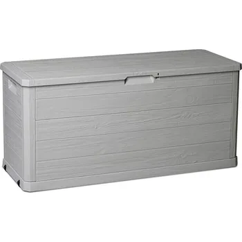 Zahradní úložný box Plastový venkovní úložný box světle šedý 280 L na polstry / nářadí / hračky