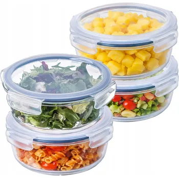 Dóza na potraviny SKLENĚNÁ NÁDOBA NA POTRAVINY 1300ML S KRABIČKA , OBĚDOVÝ BOX 4x
