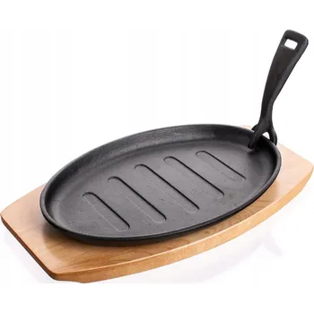 Pánev Litinová pánev na dřevěném podnosu Grada BANQUET 27 cm