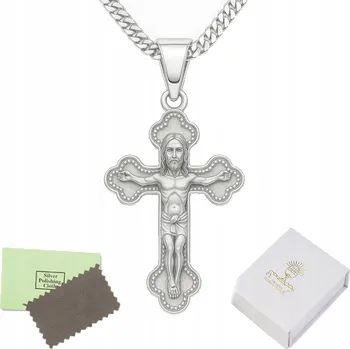 Náhrdelník STŘÍBRNÝ NÁHRDELNÍK KŘÍŽ SVATÉ PŘIJÍMÁNÍ KŘEST STŘÍBRO 925