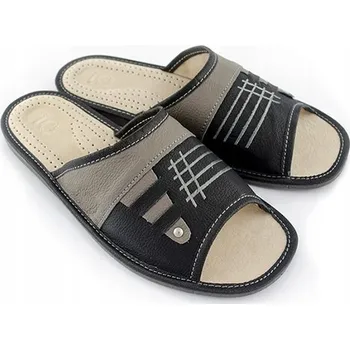 Pánské pantofle Šedé kožené Pánské Pantofle domácí pantofle, pohodlné Papuče , vel. 43