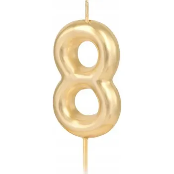 Dortová svíčka NAROZENINOVÁ SVÍČKA dekorace na dort dort ČÍSLICE 8 ZLATÁ Narozeniny