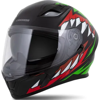 Helma na motorku Integrální přilba Cassida Orbit Strix červeno-zeleno-šedo-bílo-černá XS