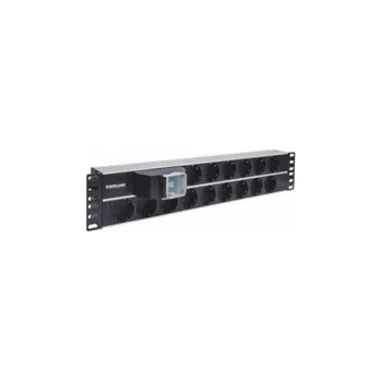 Rozvaděč Intellinet 19" 2U Rackmount 15-Way Power Strip - German Type, rozvodný panel, 15x DE zásuvka, 3m kabel