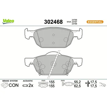 Brzdová destička Sada brzdových destiček, kotoučová brzda VALEO 302468