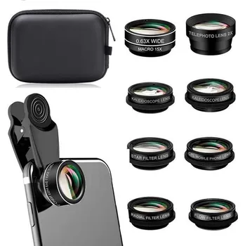 Objektiv 10 v 1 univerzální objektiv pro mobilní telefon, objektiv typu rybí oko 198°, širokoúhlý objektiv