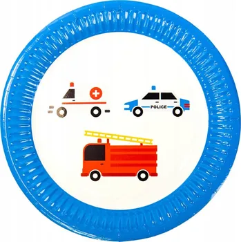 Party nádobí Narozeninové talířky Autíčka 6 ks 18 cm