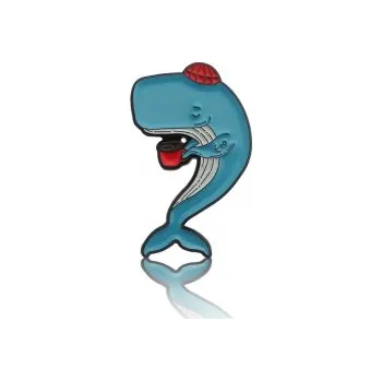 Příslušenství pro přípravu kávy Pinbox - Velryba s šálkem kávy - kovová brož