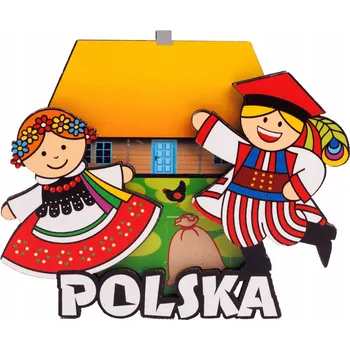 Obraz DŘEVĚNÝ MAGNET NA LEDNIČKU FOLK - KRAKOVSKÝ PÁR FOLKSTAR