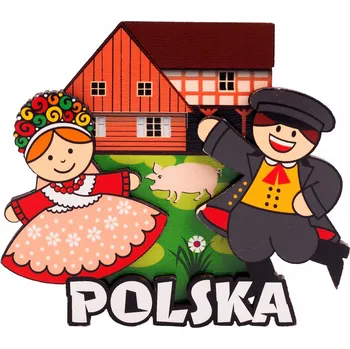 Obraz DŘEVĚNÝ MAGNET NA LEDNIČKU FOLK - BAMBERSKÁ PÁRA FOLKSTAR