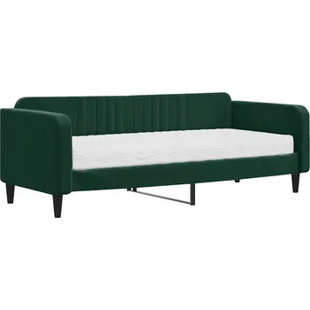 Pohovka Tmavě zelená rozkládací pohovka 2v1 s matrací, 223 x 100 x 75 cm