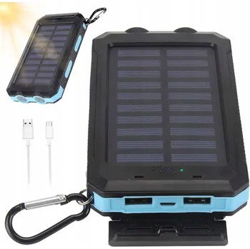 Powerbanka Solární Powerbanka s Svítilnou 26800mAh 2x USB USB-C QI Bezdrátové Nabíjení Vodotěsná