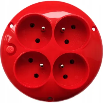 Elektrická zásuvka ELGOTECH GO-40ZB Kulatá zásuvka pro bubnový naviják 4xz/u, červená