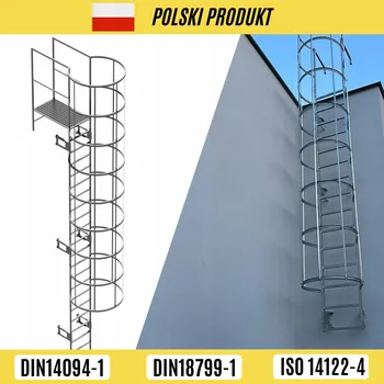 Žebřík ŽEBŘÍK S KOŠEM A PRŮCHODEM NAD ATIKOU 6,1 M POZINK