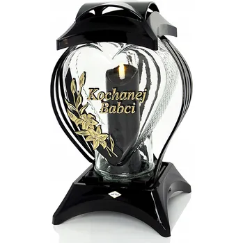 Svíčka Výjimečná velká hřbitovní svíčka ve tvaru srdce pro milovanou babičku, černo-zlatá