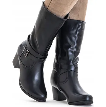 Dámské kozačky Wojtyłko dámské kozačky do půlky lýtek na sloupkovém podpatku, velikost 40