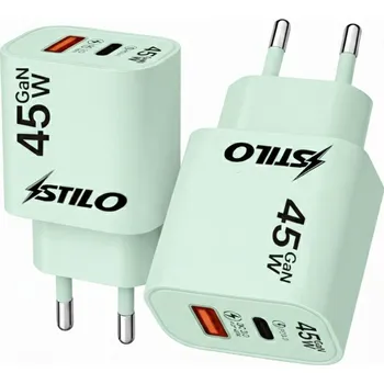 RYCHLÁ SÍŤOVÁ NABÍJEČKA USB TYP-C GaN 45W QC 3.0 PD PRO TELEFON, 2 PORTY