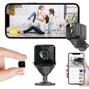 Bezpečnostní kamera Mini špionážní kamera WiFi Skrytá 4K HD monitorovací s nočním viděním AI