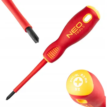 Šroubovák NEO Šroubovák křížový/plochý SL/PH1 1000V, ocel S2, 80 mm, 5.7 mm, VDE