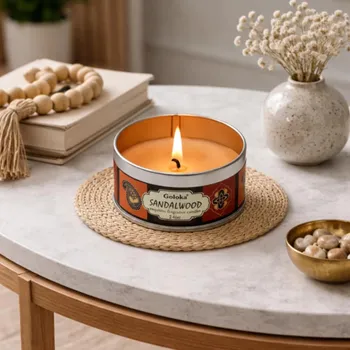Svíčka Svíčka v plechové krabičce Goloka - Santalové dřevo