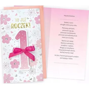 Obraz PŘÁNÍ K 1. NAROZENINÁM (ROČEK, ČÍSLICE, RŮŽOVÉ KVĚTY) PM-266